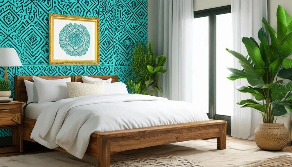 Turquoise Stenciled Design