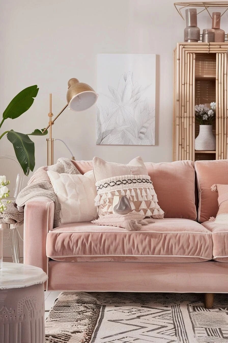 Blush Velvet Sofa