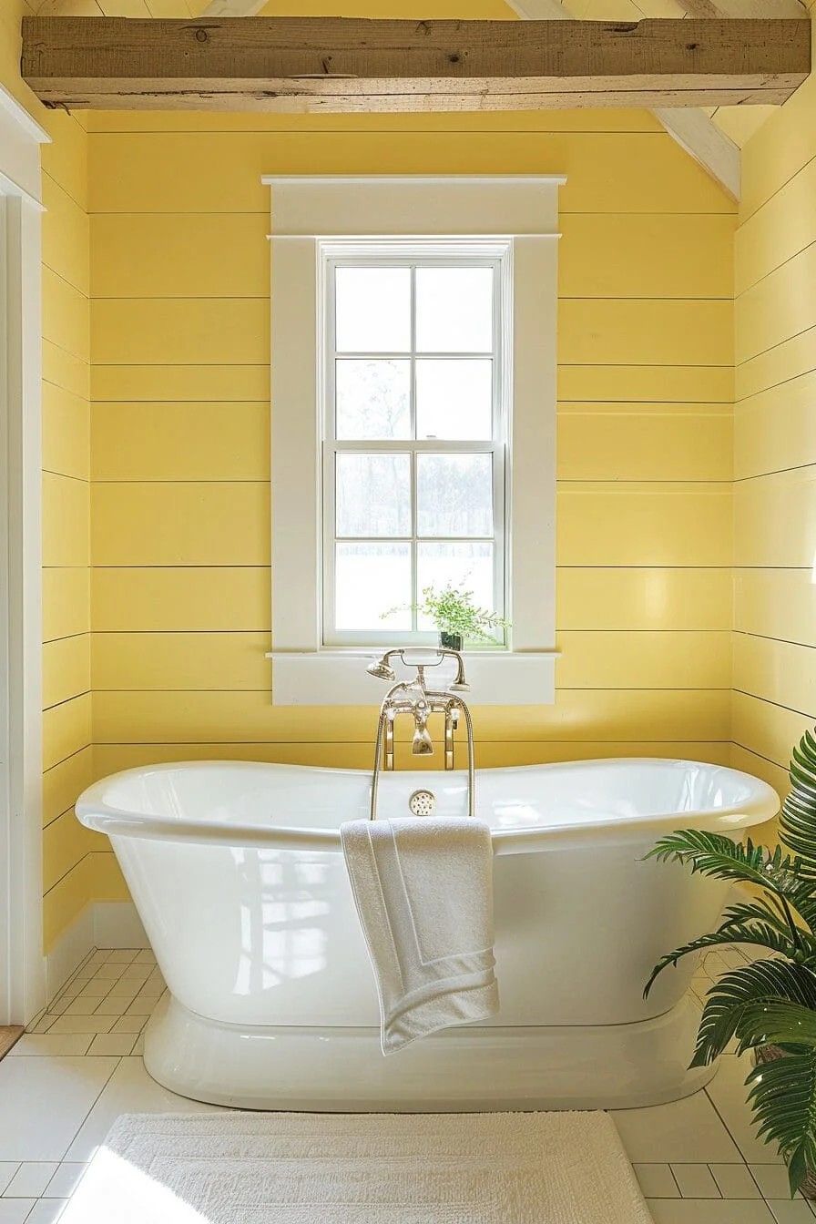 Pale Yellow Walls with White Shiplap