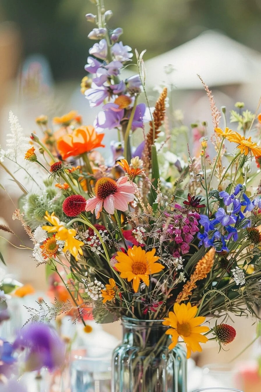 Centerpiece of Vibrant Wildflowers