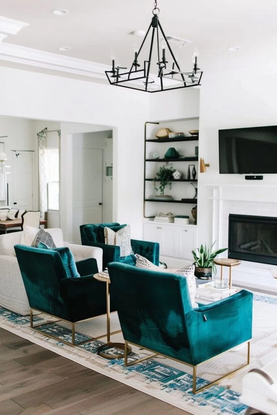 Teal Velvet Armchairs