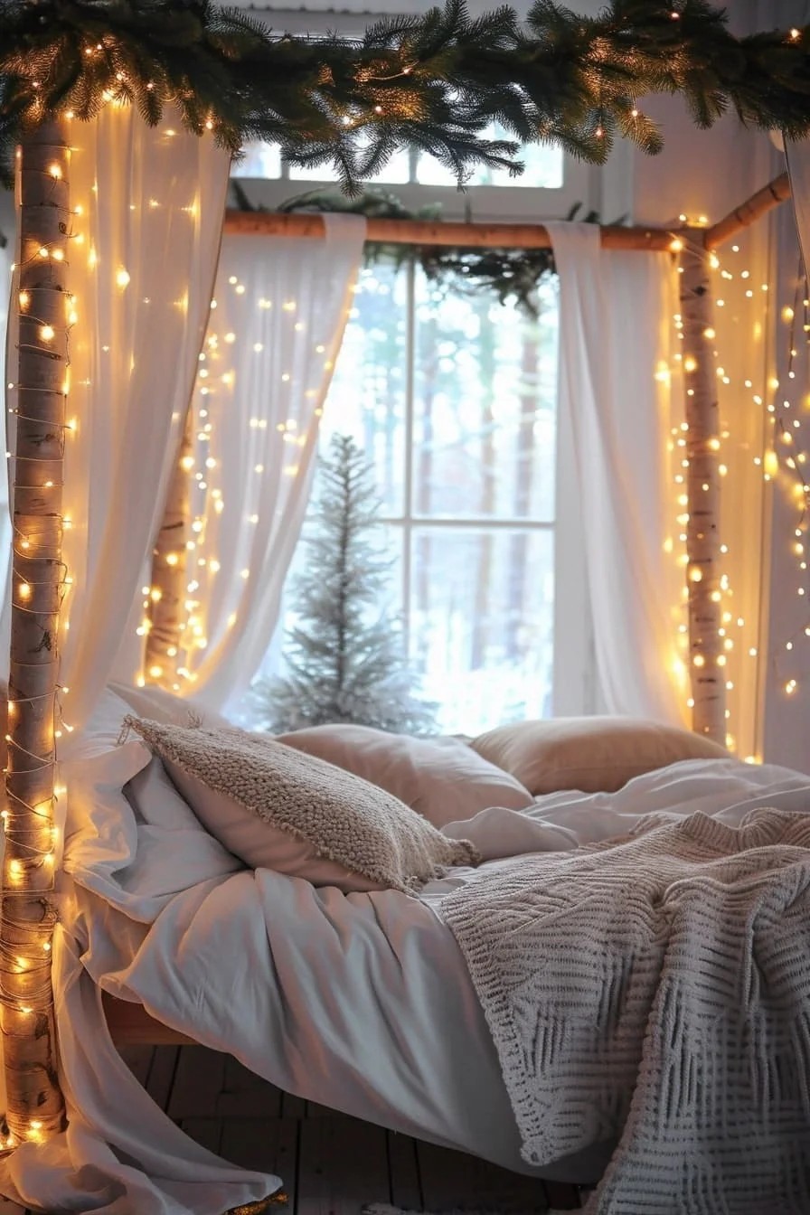 String Lights On Your Bed Frame