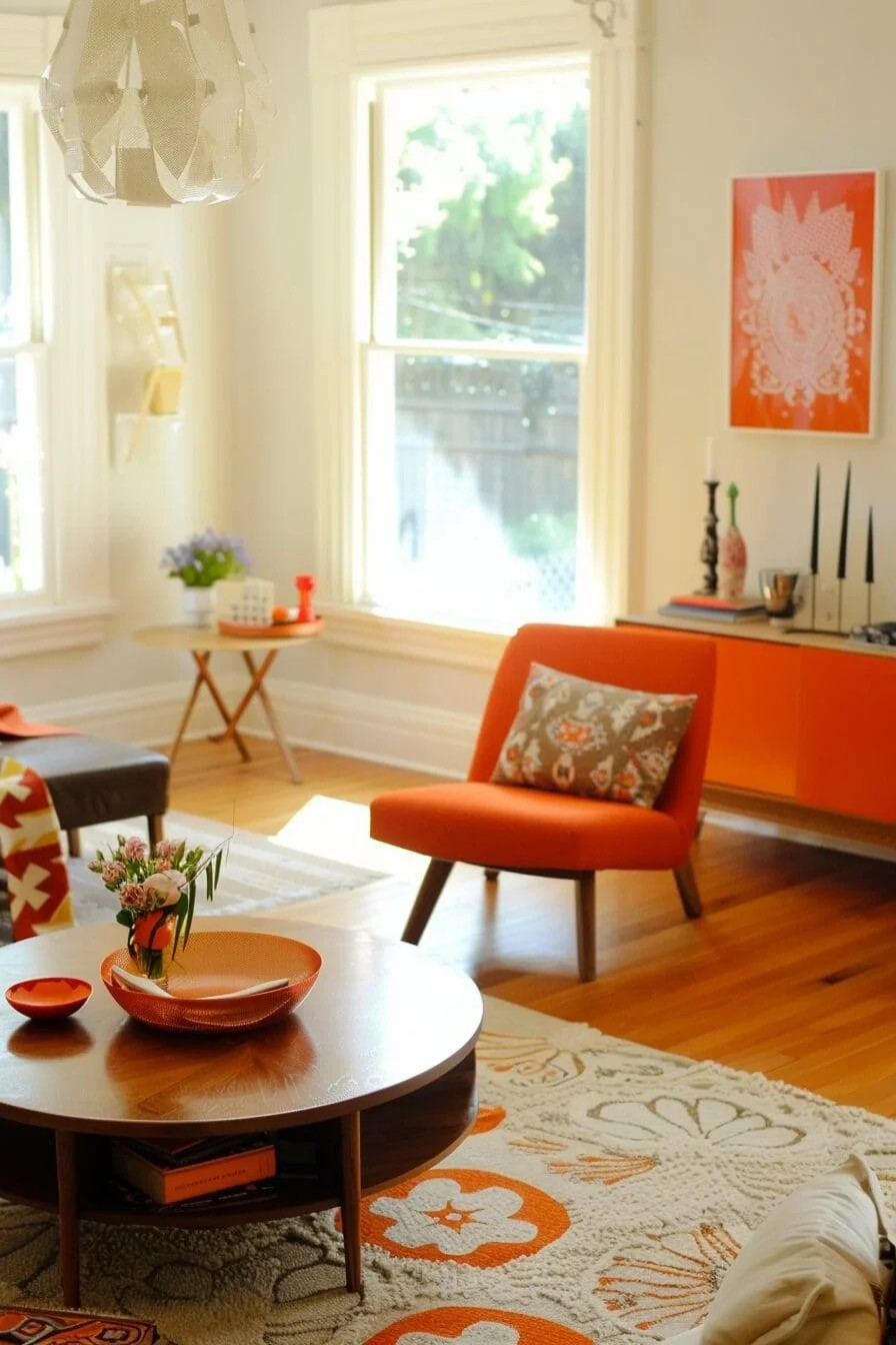 Wood & Orange Coffee Table