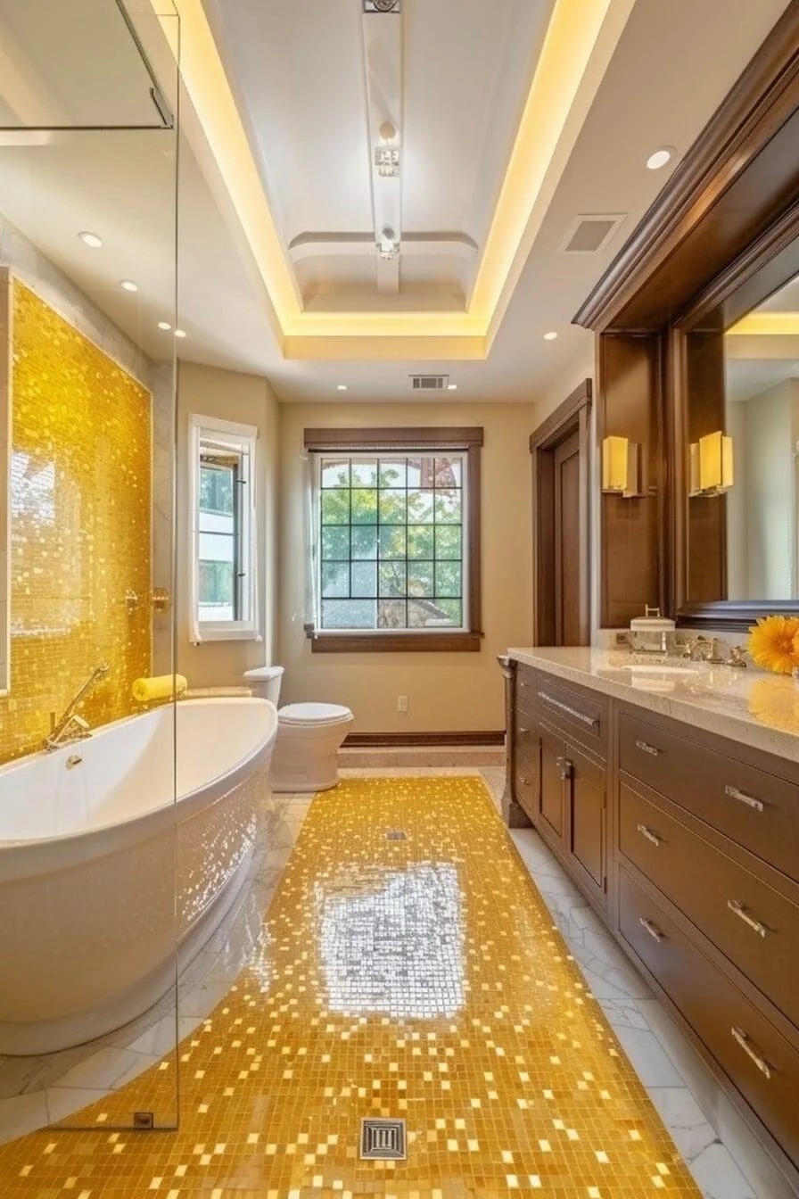 Sunshine Yellow Mosaic Tile Floor