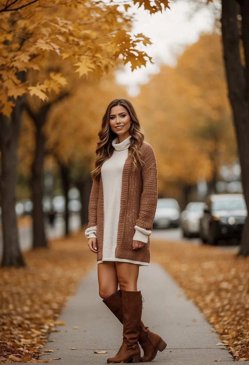 Sweater Dress with Knee-High Boots