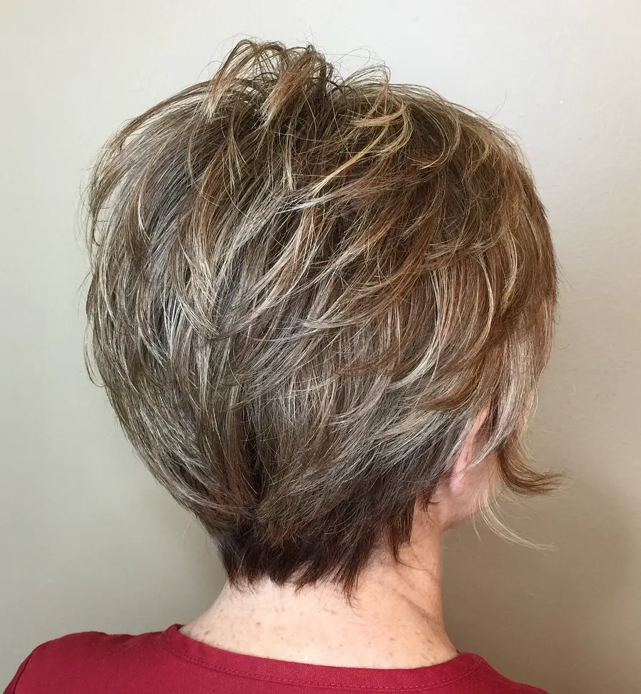 Gray Feathered Undercut Pixie