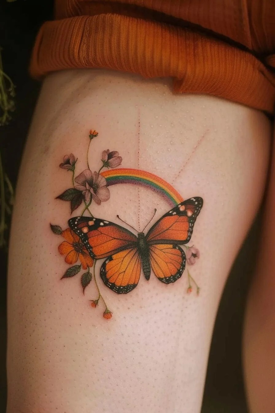 Butterfly with a Rainbow: Represents hope, beauty, and the diversity of life