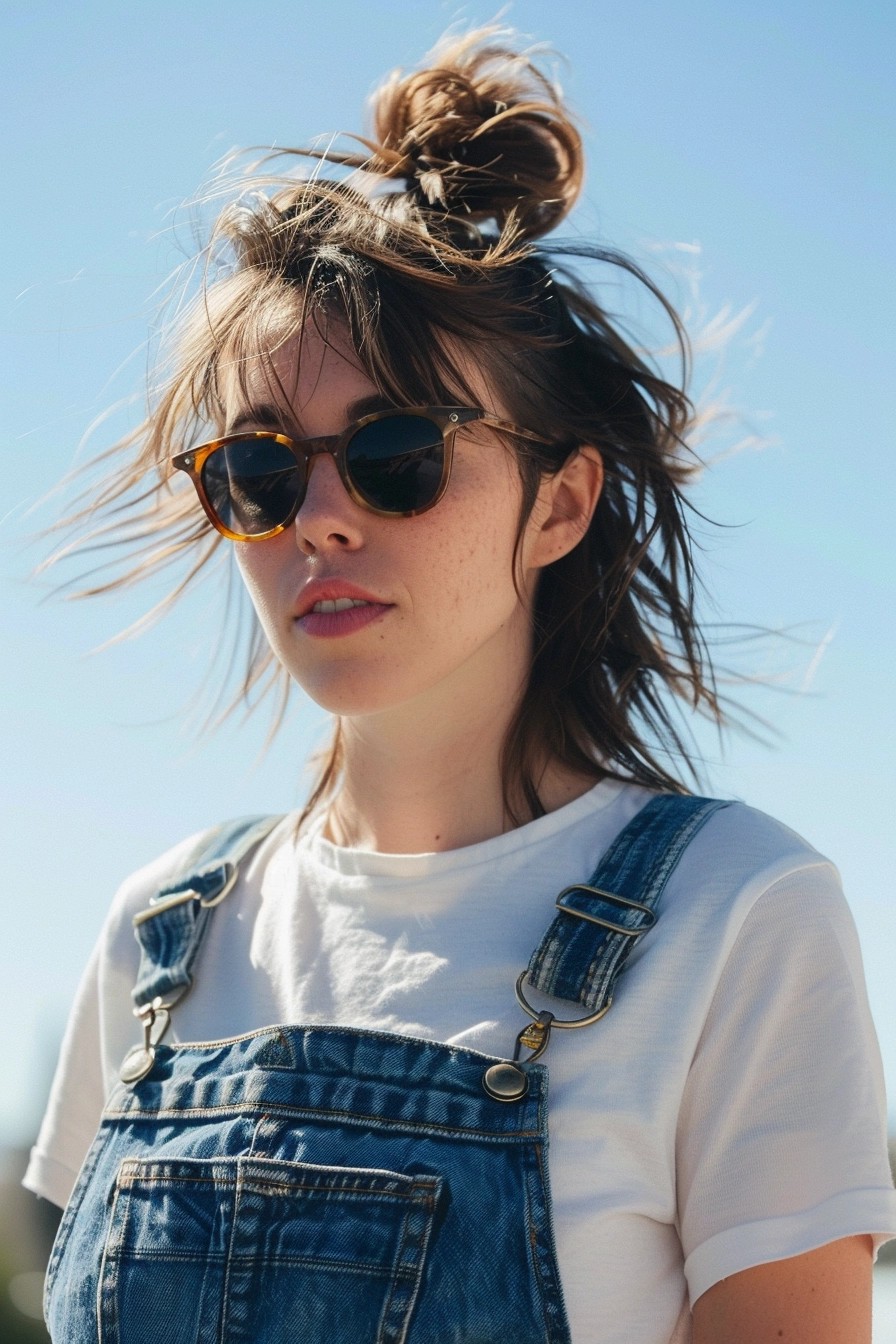 Denim Overalls + White Tee