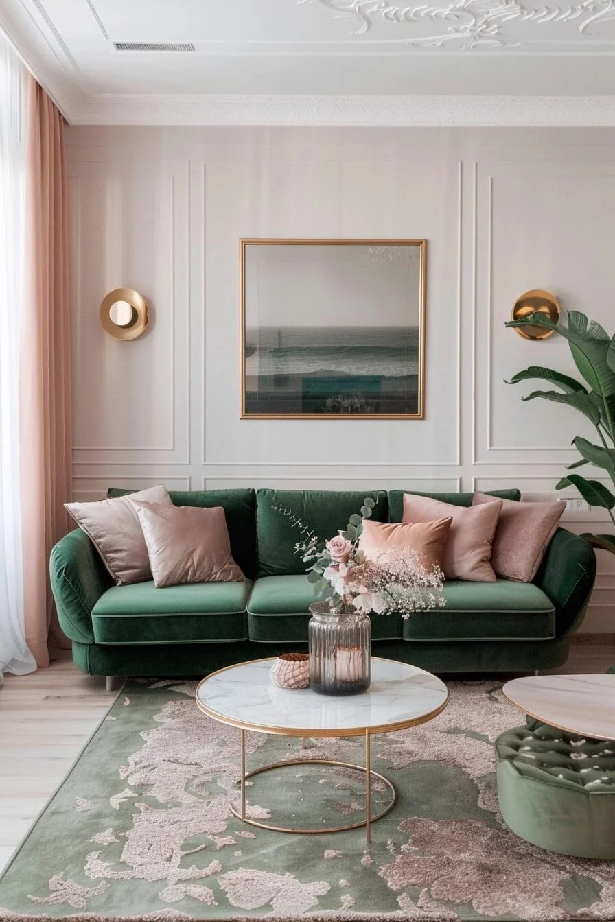 Green and Blush Pink Accents