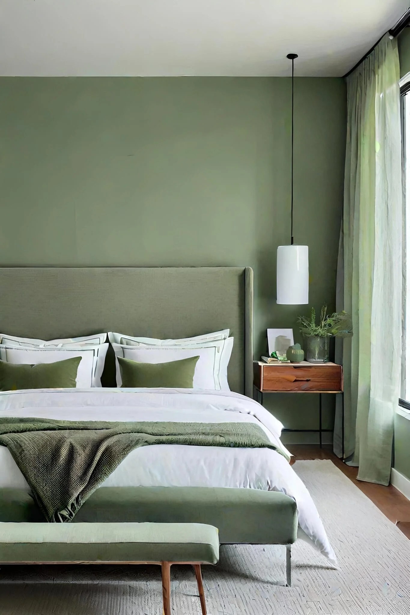 Minimalist Sage Green Bedroom With Clean Lines