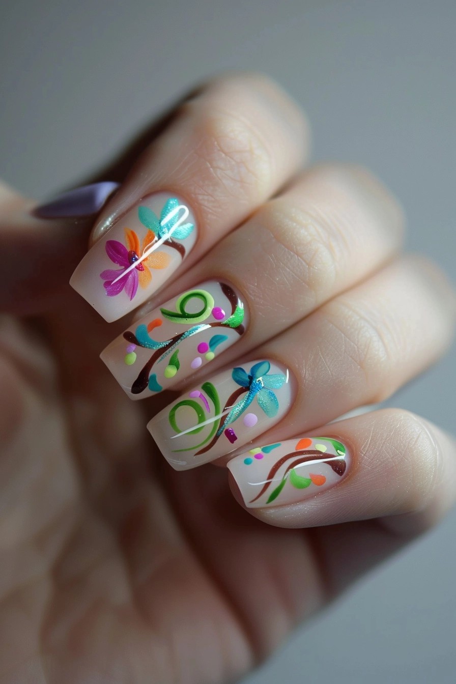 Abstract Floral Swirls, Soft Colors