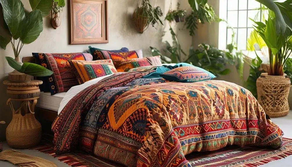 Patterned boho bedding