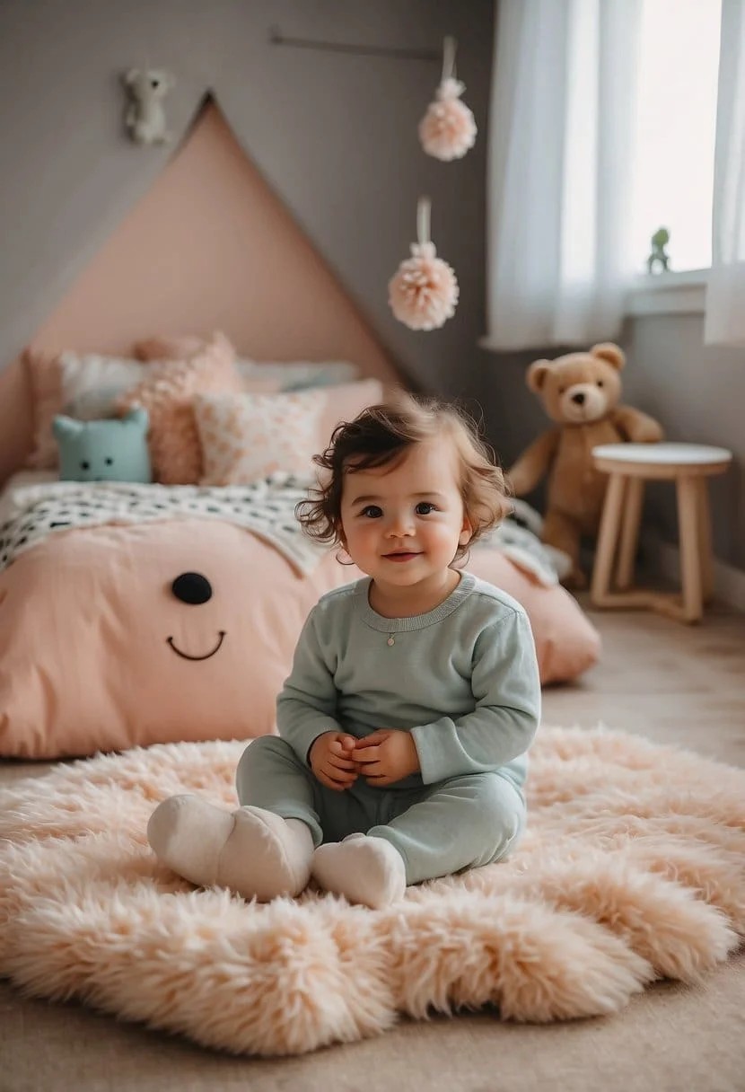 Toddler Girl Bedroom With Soft, Fuzzy Rug