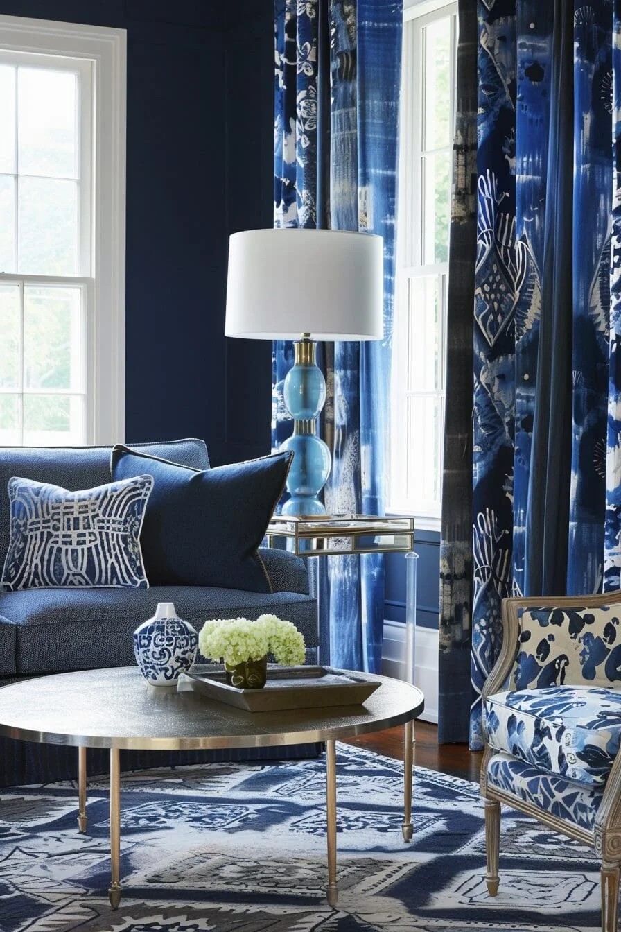 Indigo Patterned Curtains