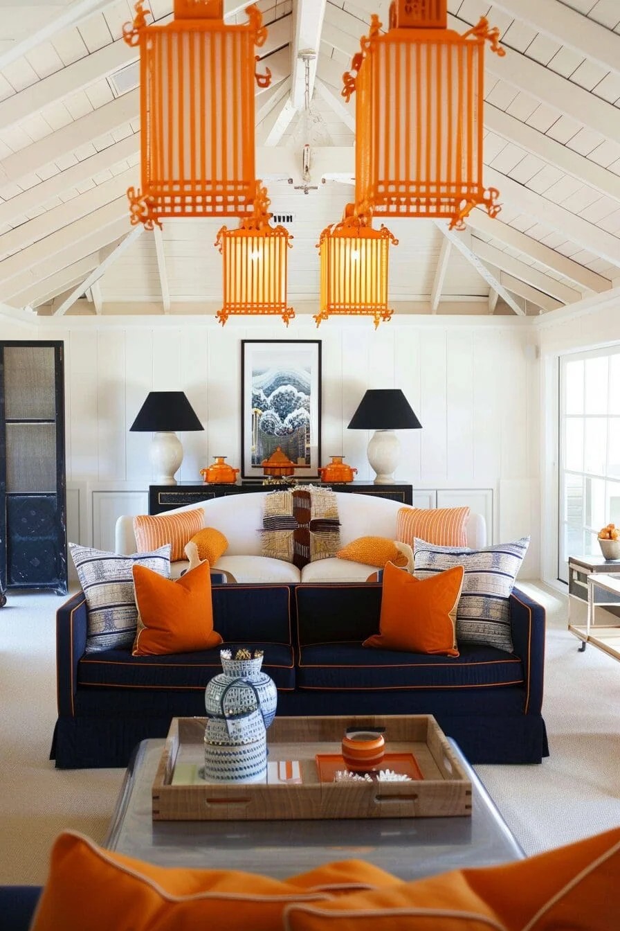 Navy & Orange Pillows