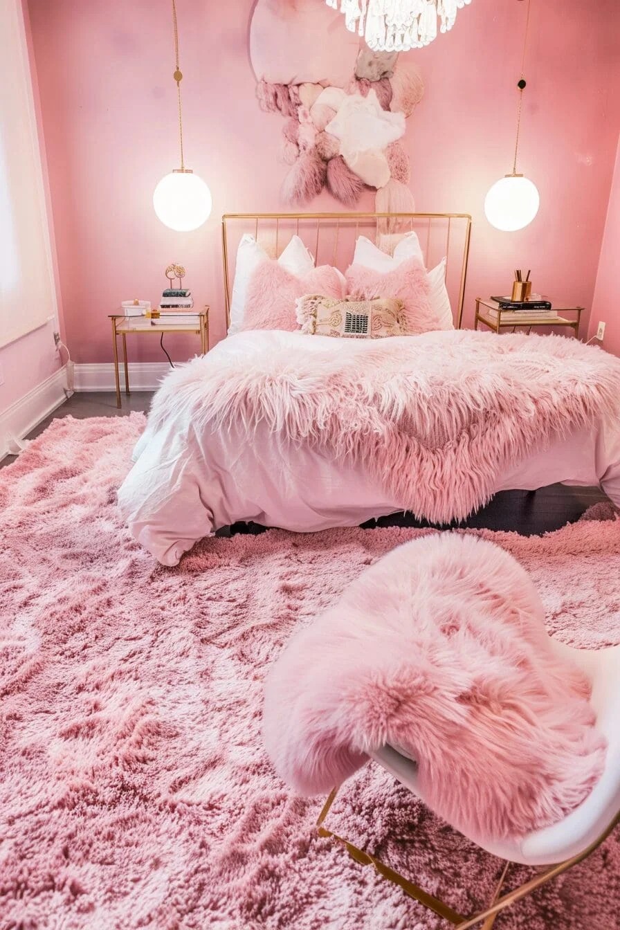 Plush Pink Shag Rug