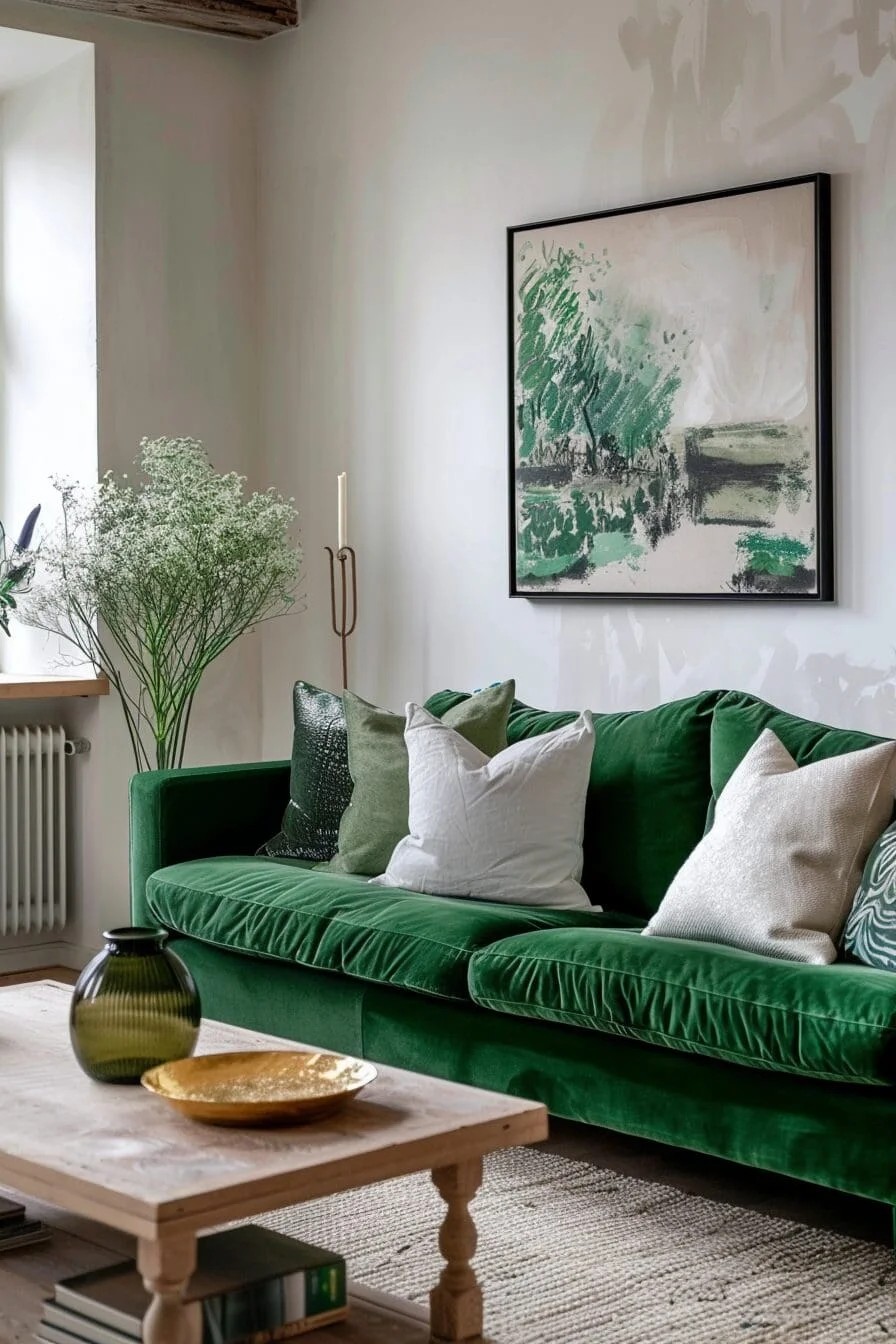 Emerald Green Velvet Sofa