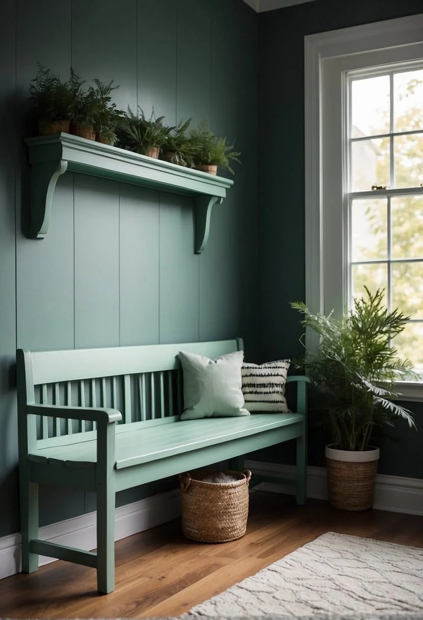 Mint Green Entryway Bench