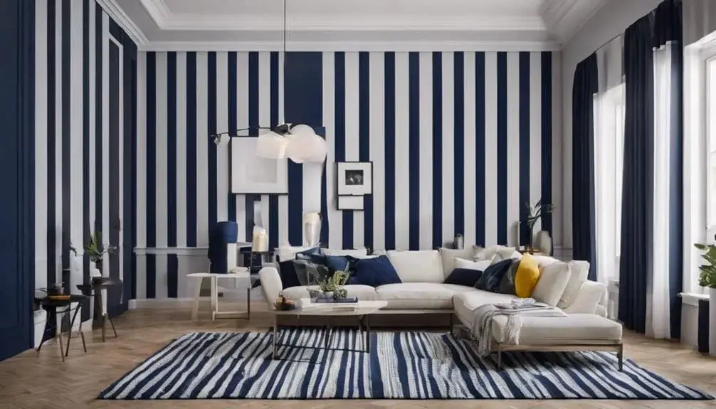 Striped Navy and White Walls