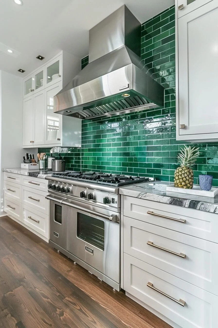 Emerald Green Tile Backsplash