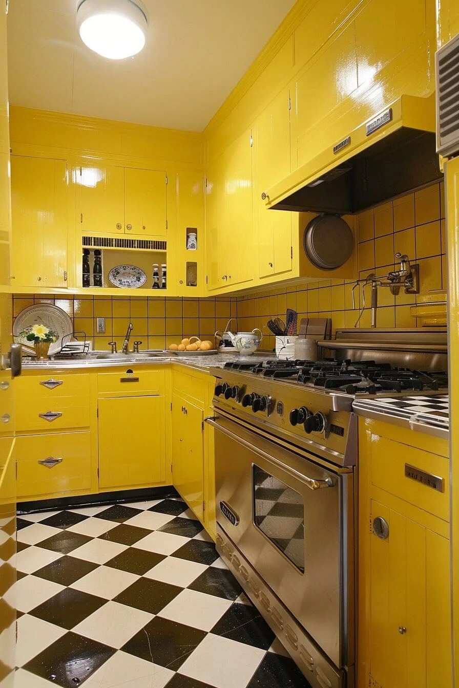 Retro Yellow Kitchen Cabinets