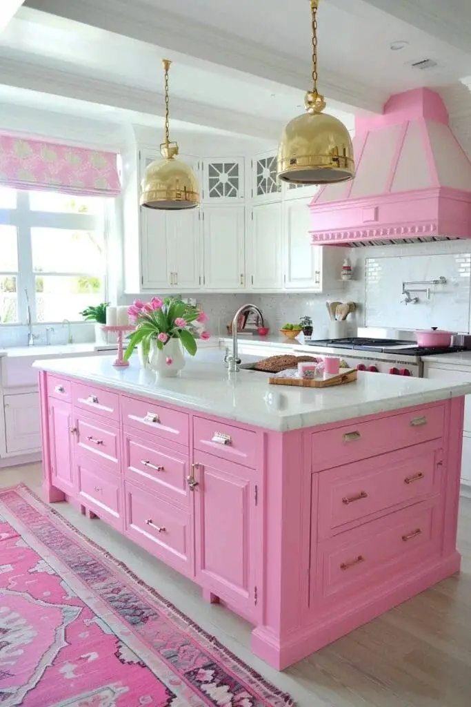 Pink Kitchen Island