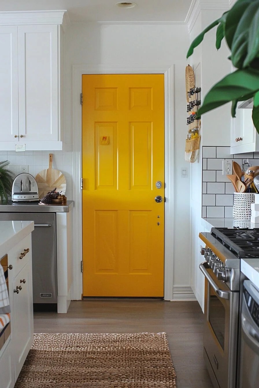 Sunshine Yellow Painted Pantry Door