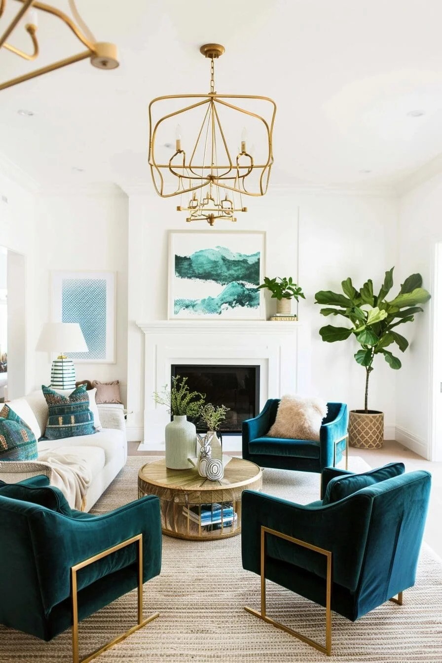 Teal Velvet Armchairs