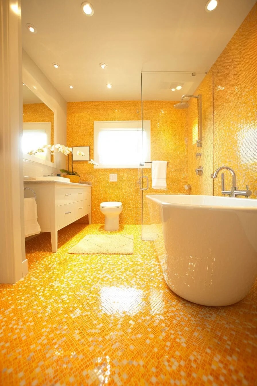 Sunshine Yellow Mosaic Tile Floor