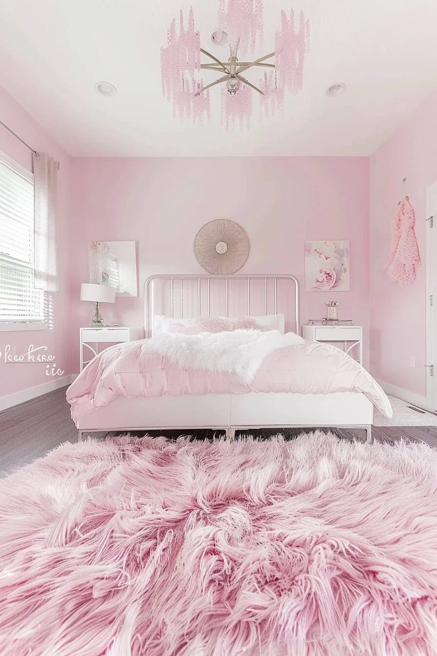 Plush Pink Shag Rug