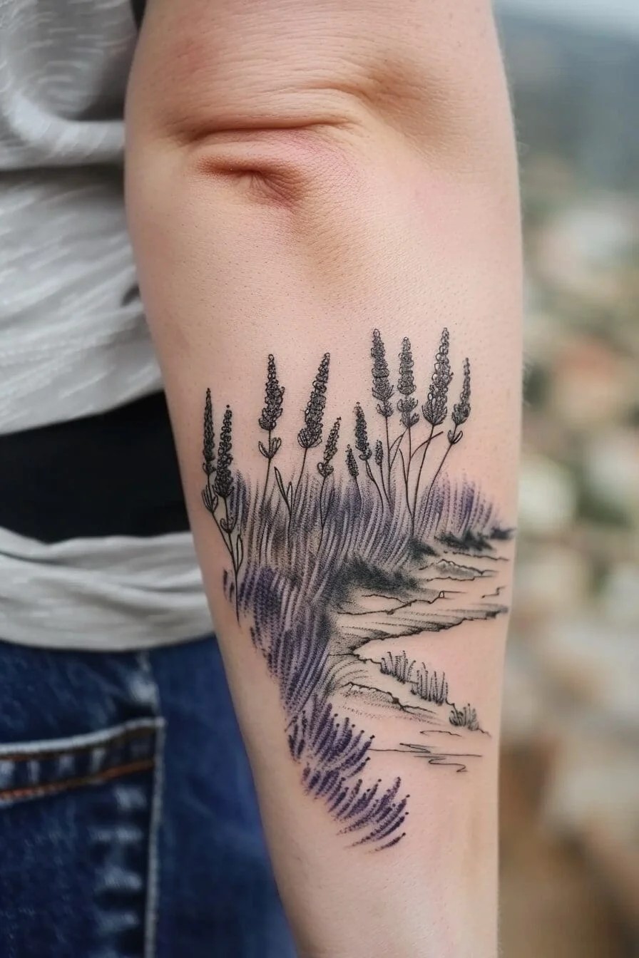 Lavender Field or Landscape Tattoo