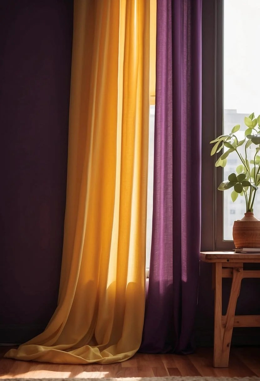 Eggplant Purple and Sunny Yellow Curtains