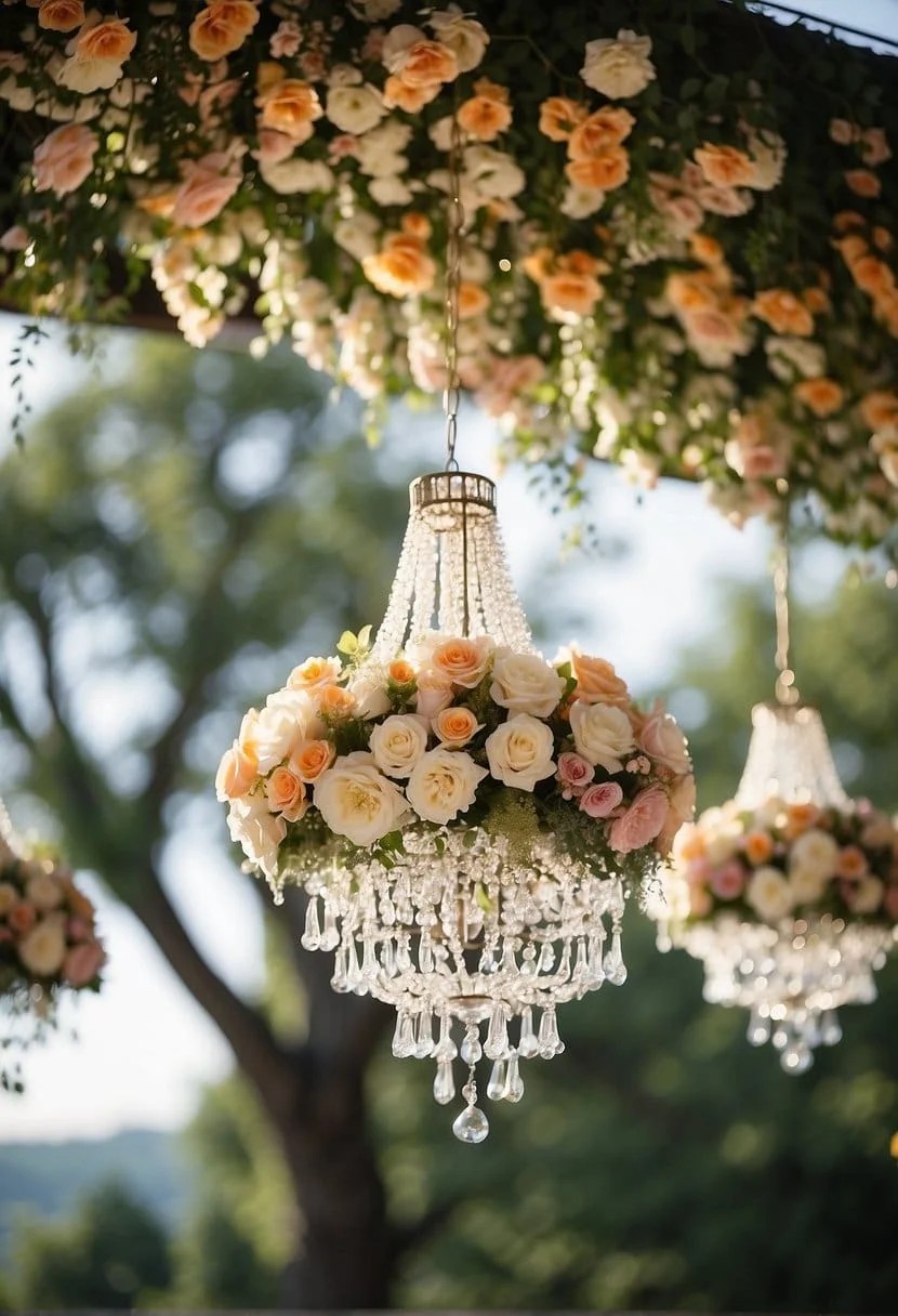 A Summer Wedding with Hanging Floral Chandeliers