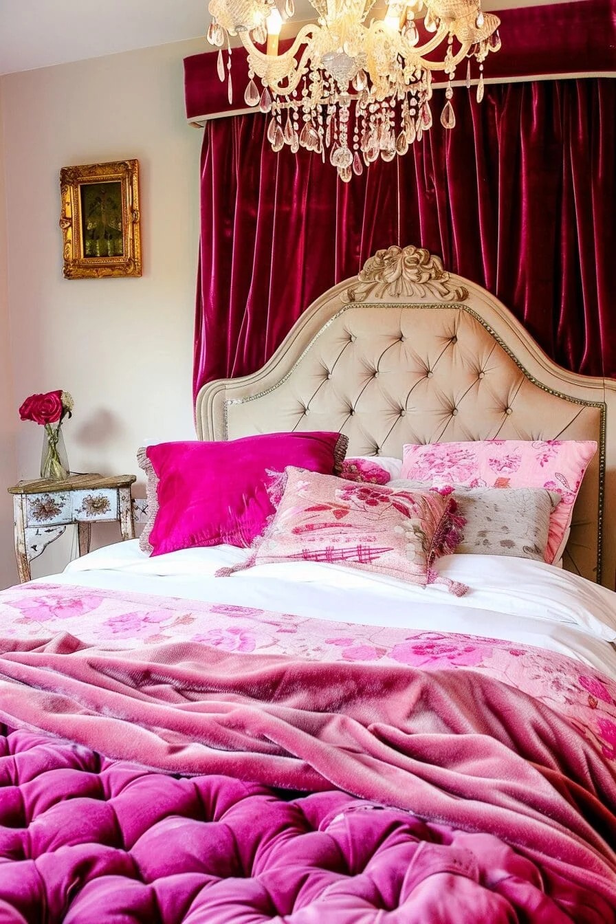 Fuchsia Velvet Bedspread