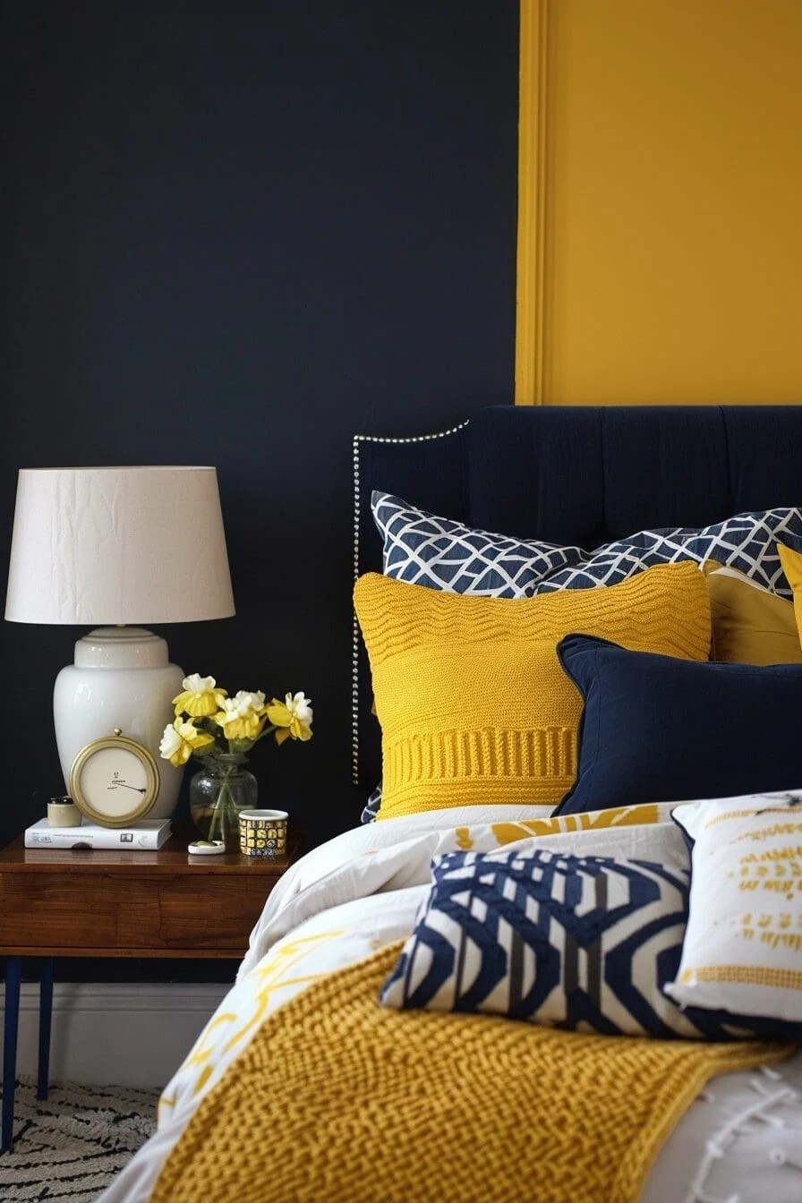 Yellow and Navy Blue Colorblock