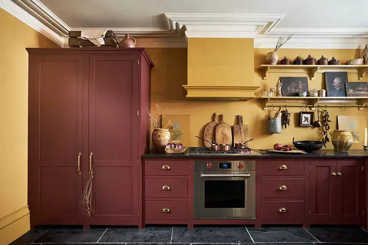 Wine Red + Mustard Yellow