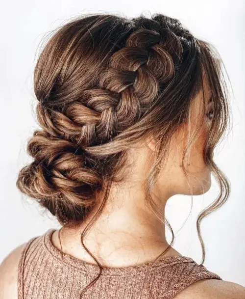 Braided Bun with Face Framing Tendrils