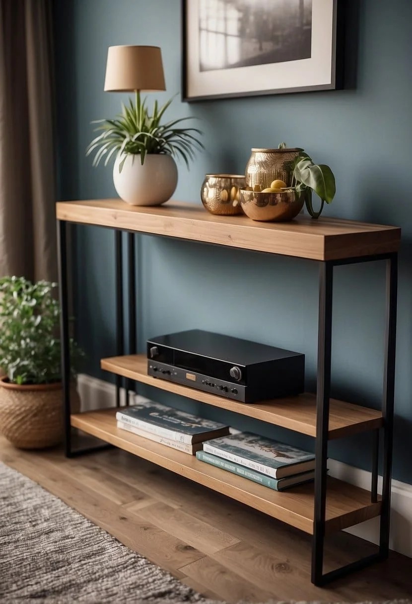 Use a Console Table Behind the Sofa for Additional Storage and Display Space