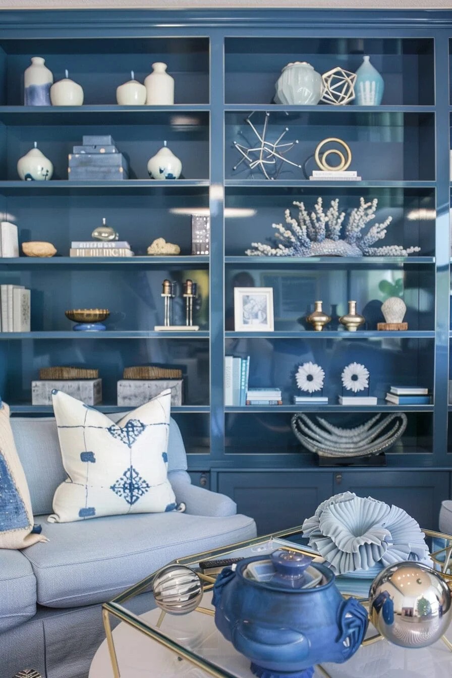 Blue Painted Shelves