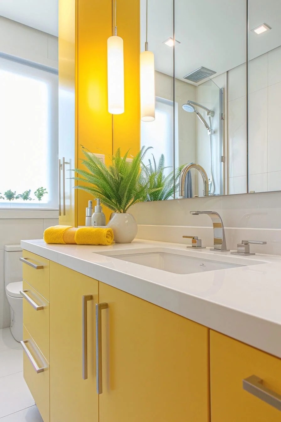 Mustard Yellow Vanity with Clean Lines