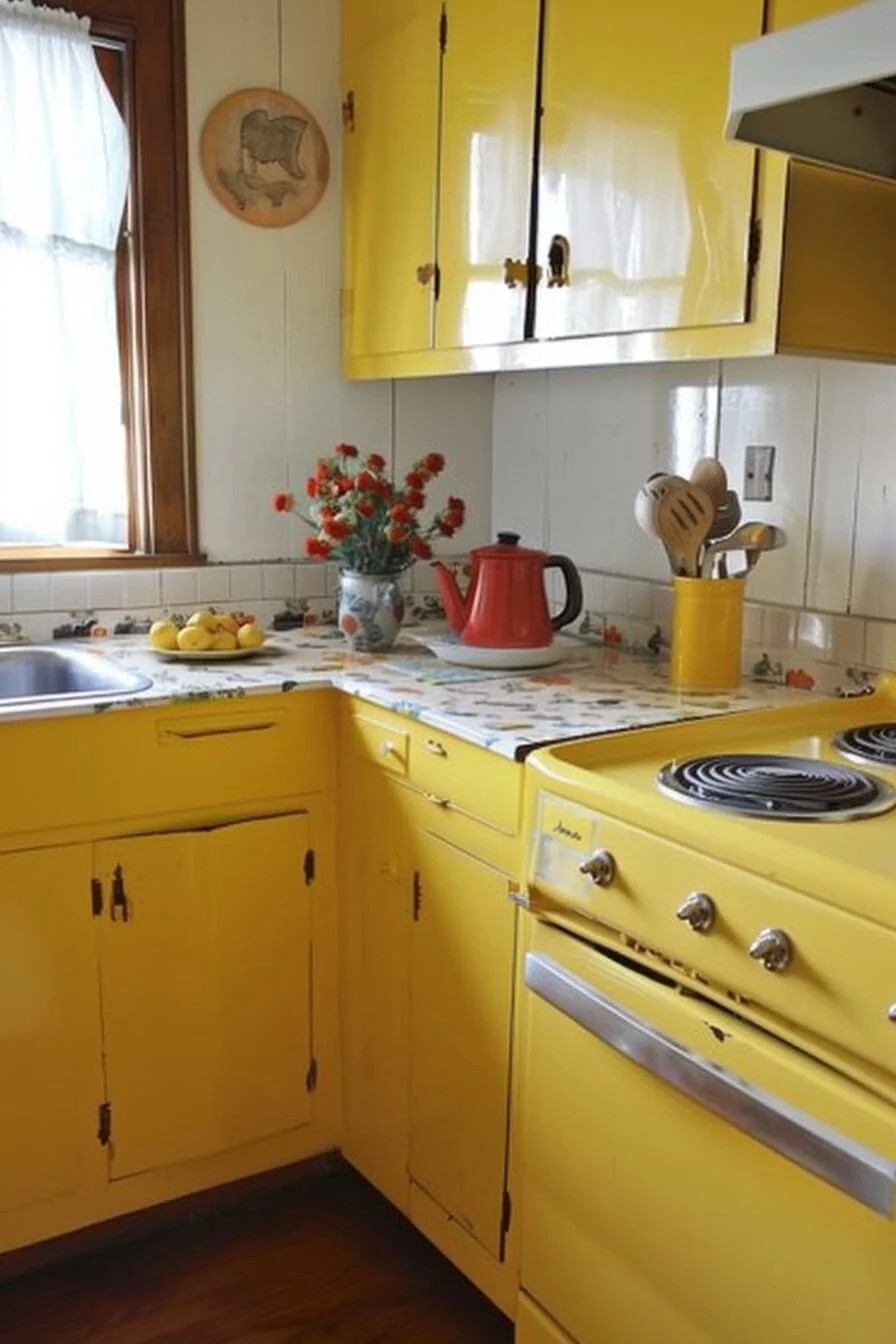 Retro Yellow Kitchen Cabinets