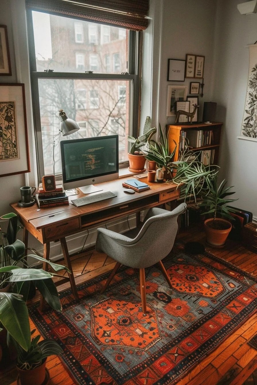 Home Office Setup with Statement Rug