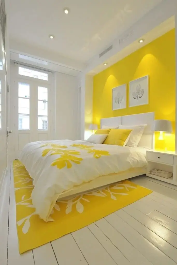 Minimalist Yellow and White Bedroom