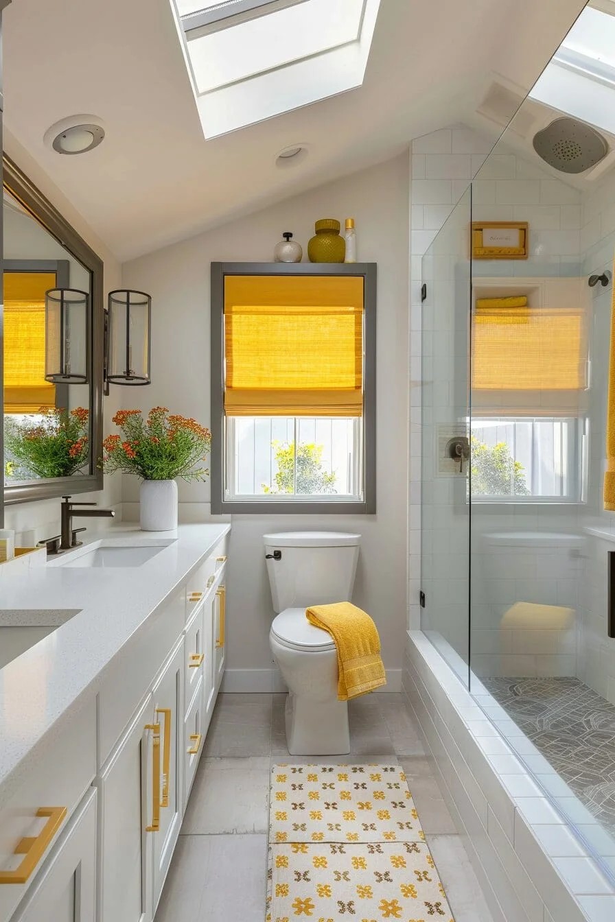 Skylight with Yellow Window Treatments