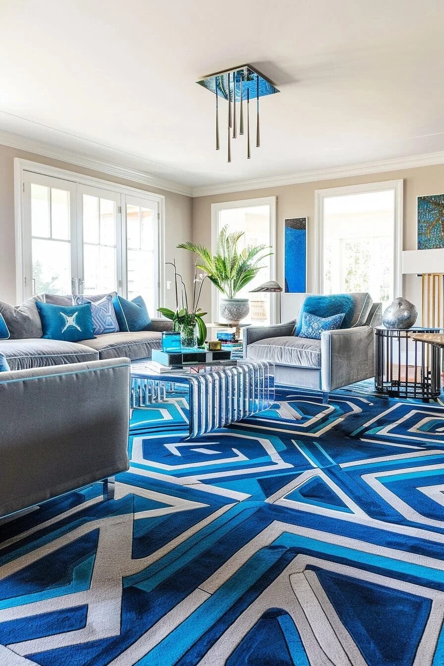 Geometric Blue Rug