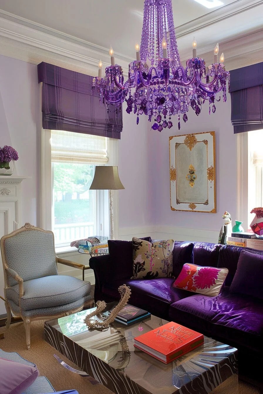 Chandelier with Purple Crystals