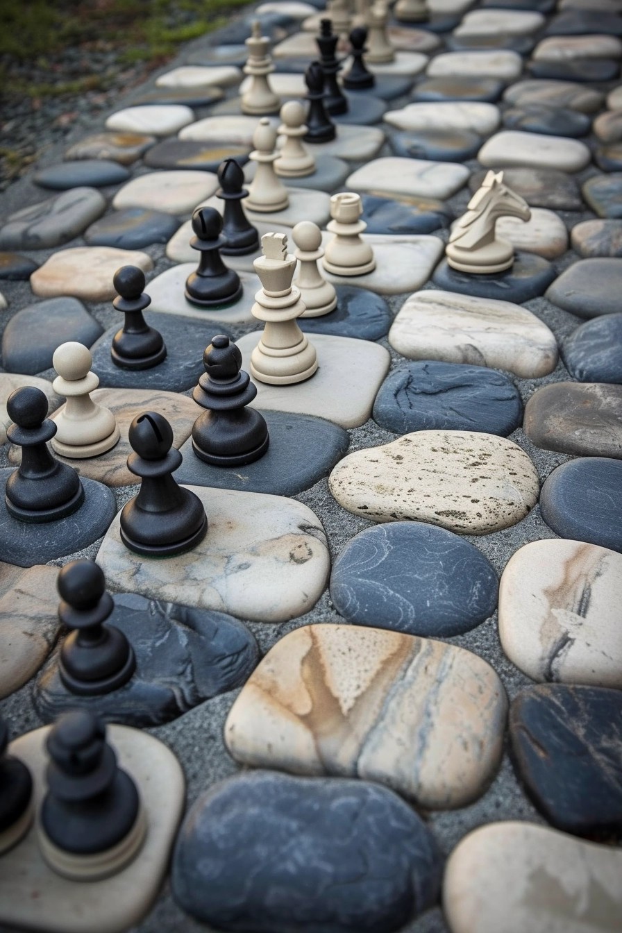 Design a Pebble Chessboard for Outdoor Game Nights