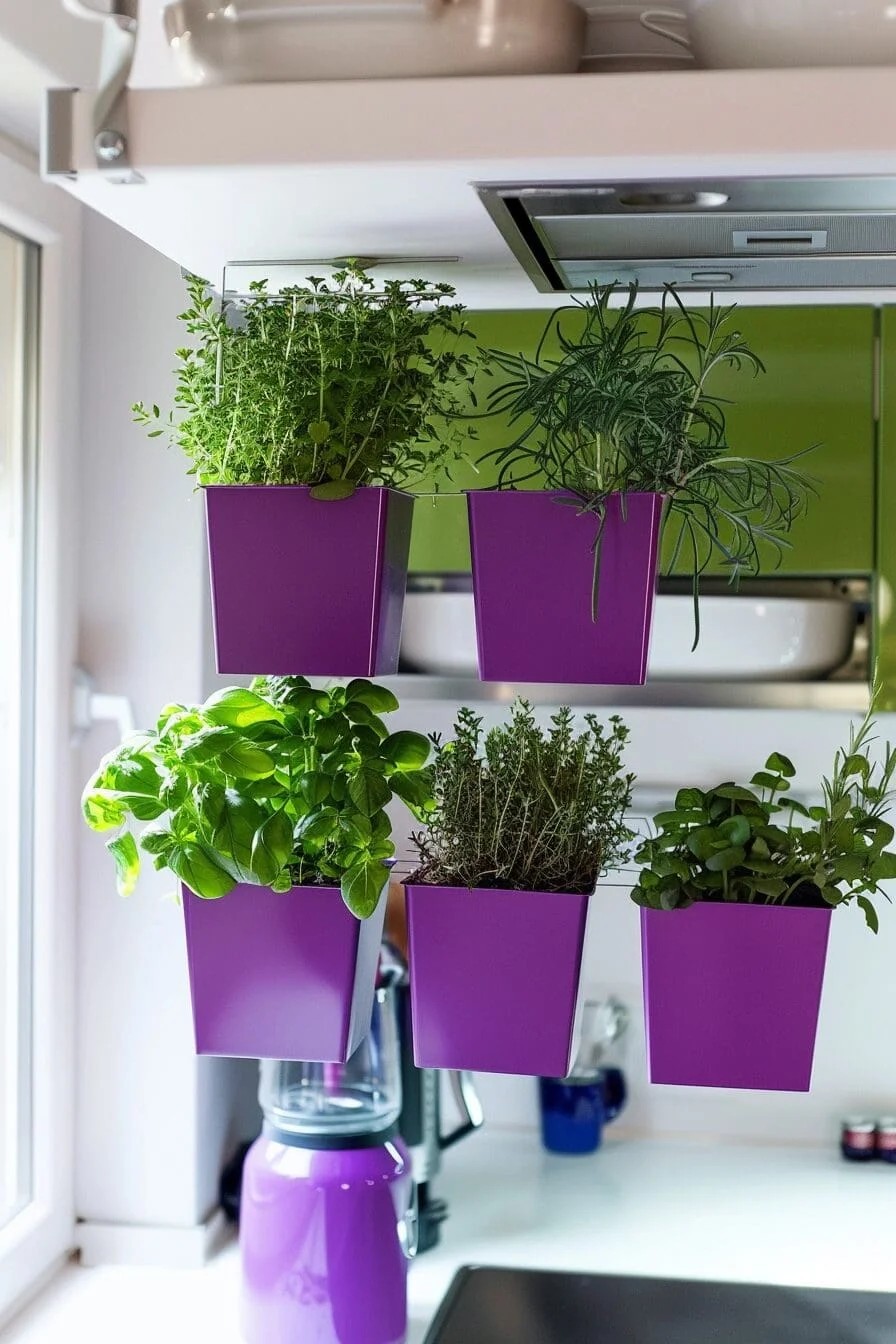 Purple Herb Planters