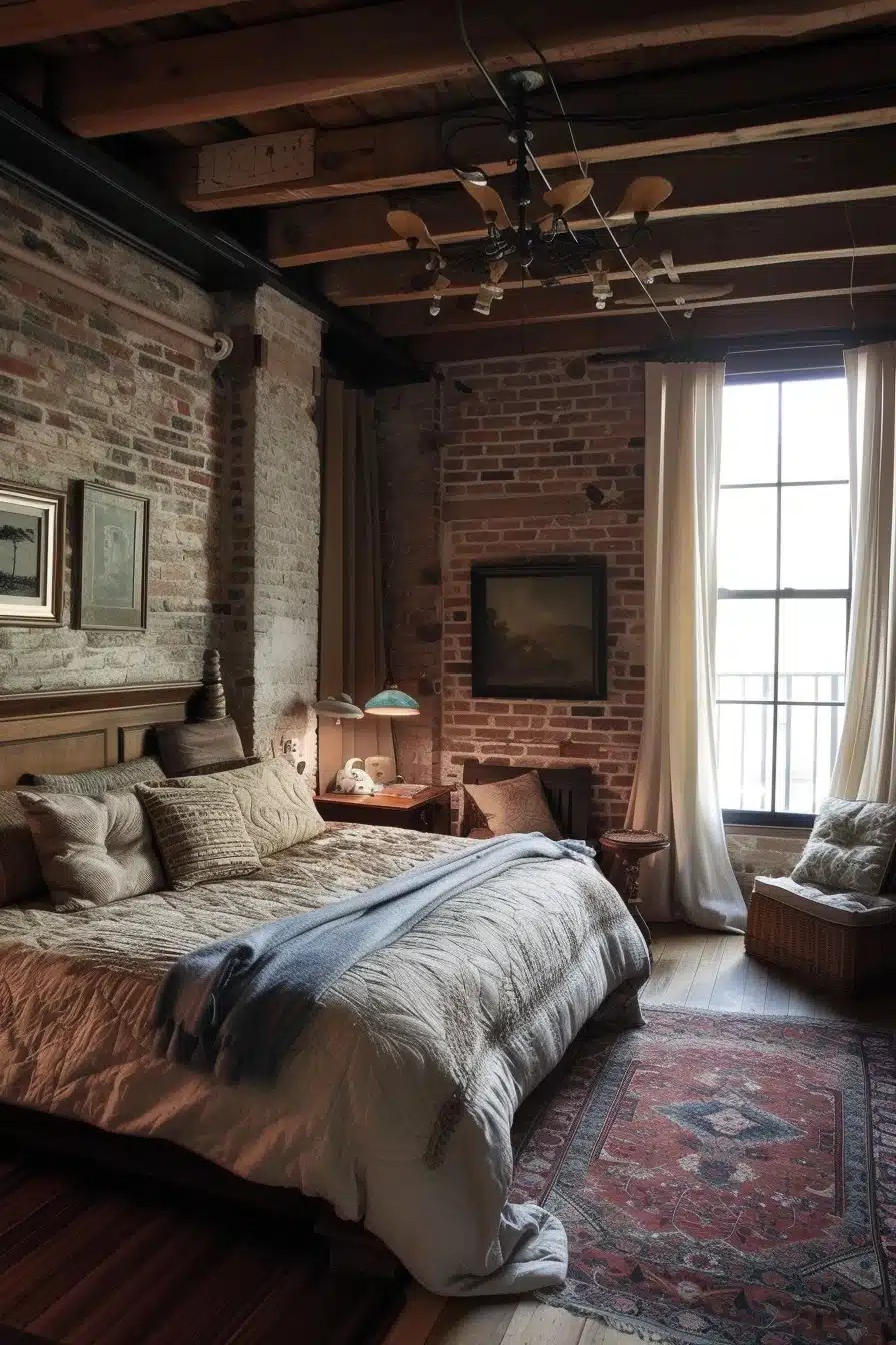 Embrace the Rustic Charm of Exposed Brick or Wooden Beams