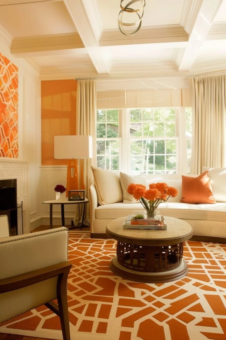 Geometric Orange Rug